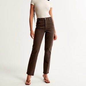 Curve Love High Rise 90s Relaxed Jean - Brown - Size 30 Long